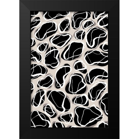 Back Stones Pattern Black Modern Wood Framed Art Print by Treechild
