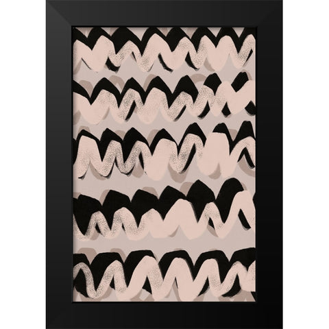 Sprayed Beige Waves Pattern Black Modern Wood Framed Art Print by Treechild