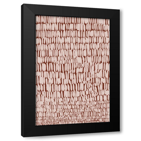 Short Beige Strokes Pattern Black Modern Wood Framed Art Print by Treechild