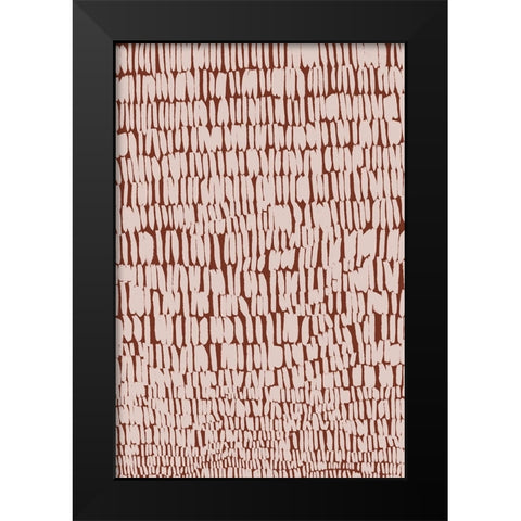 Short Beige Strokes Pattern Black Modern Wood Framed Art Print by Treechild