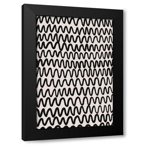 Marker Wavey Pattern Black Modern Wood Framed Art Print by Treechild