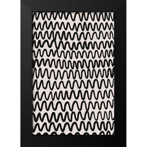 Marker Wavey Pattern Black Modern Wood Framed Art Print by Treechild