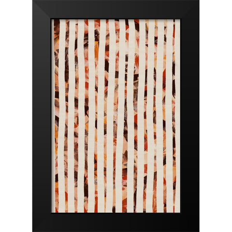 Beige Stripes Pattern Black Modern Wood Framed Art Print by Treechild