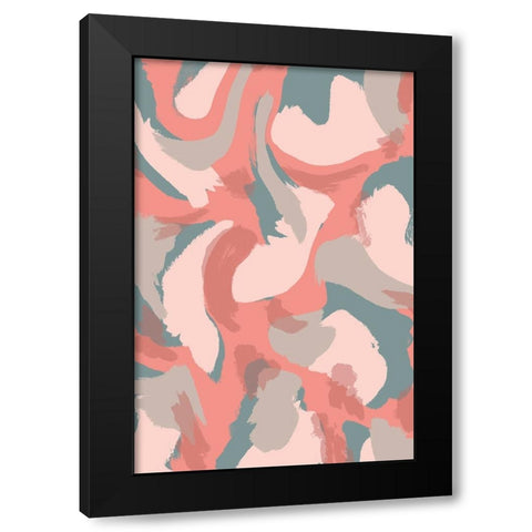 Pastel Strokes Pattern Black Modern Wood Framed Art Print by Treechild