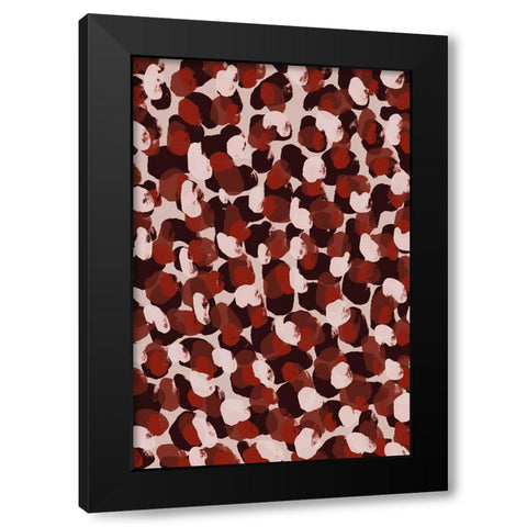 Red Beige Brown Dots Pattern Black Modern Wood Framed Art Print with Double Matting by Treechild