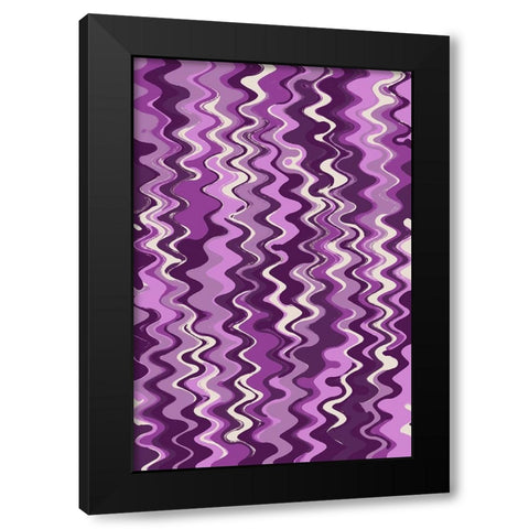 Purple Wavey Pattern Black Modern Wood Framed Art Print by Treechild