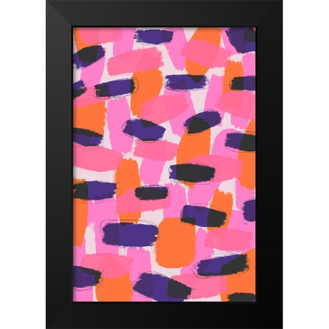 Pink And Purple Strokes Black Modern Wood Framed Art Print by Treechild