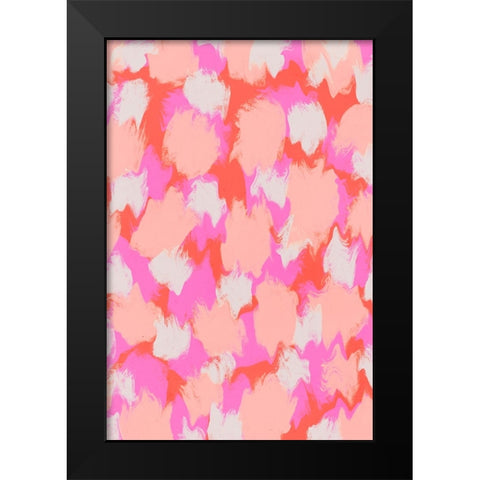 Pastel Pink And Orange Strokes Black Modern Wood Framed Art Print by Treechild