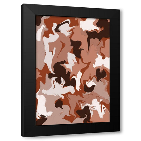 Liquid Earthy Strokes Pattern Black Modern Wood Framed Art Print with Double Matting by Treechild