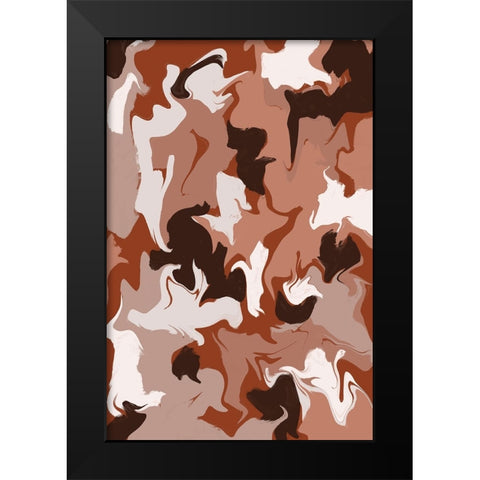 Liquid Earthy Strokes Pattern Black Modern Wood Framed Art Print by Treechild