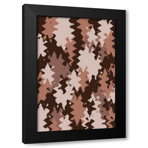 Brown Beige Zig Zag Pattern Black Modern Wood Framed Art Print by Treechild
