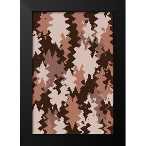 Brown Beige Zig Zag Pattern Black Modern Wood Framed Art Print by Treechild