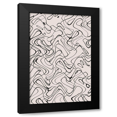 Thin Wild Line Pattern Black Modern Wood Framed Art Print by Treechild