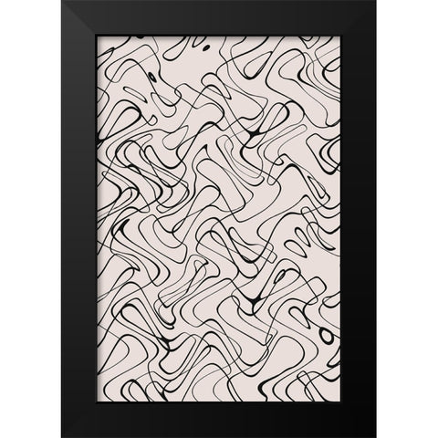 Thin Wild Line Pattern Black Modern Wood Framed Art Print by Treechild