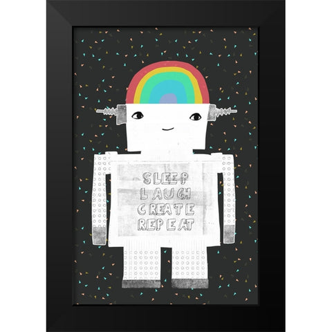 Sleep Laugh Create Repeat Black Modern Wood Framed Art Print by Treechild
