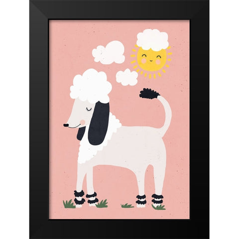 Happy Poodle Black Modern Wood Framed Art Print by Treechild