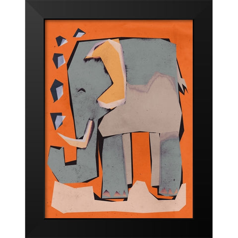 Happy Elephant Black Modern Wood Framed Art Print by Treechild