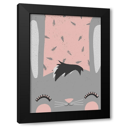 Little Bunny (pink) Black Modern Wood Framed Art Print with Double Matting by Treechild