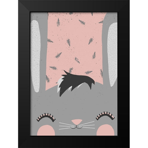 Little Bunny (pink) Black Modern Wood Framed Art Print by Treechild