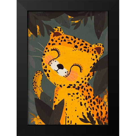 Little Leo Black Modern Wood Framed Art Print by Treechild