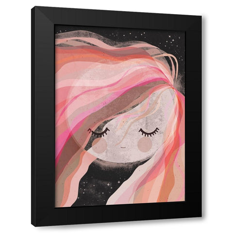 Moon Girl Black Modern Wood Framed Art Print with Double Matting by Treechild