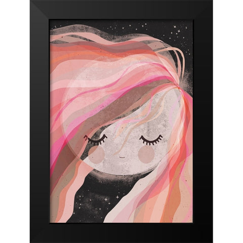 Moon Girl Black Modern Wood Framed Art Print by Treechild