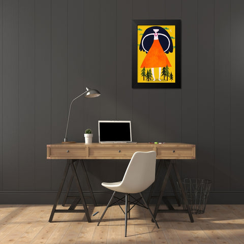 Girant Girl Black Modern Wood Framed Art Print by Treechild