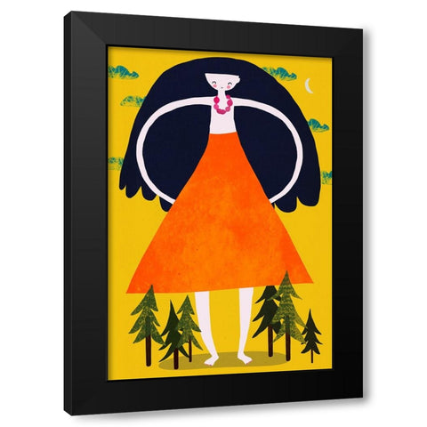 Girant Girl Black Modern Wood Framed Art Print with Double Matting by Treechild
