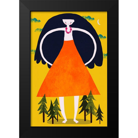 Girant Girl Black Modern Wood Framed Art Print by Treechild