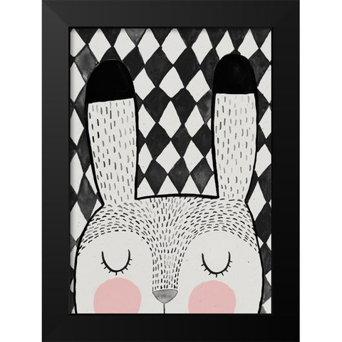 Bunny Black Modern Wood Framed Art Print by Treechild