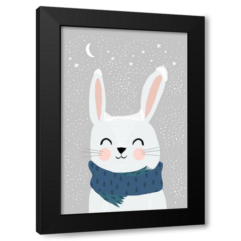 Snow Bunny Black Modern Wood Framed Art Print with Double Matting by Treechild