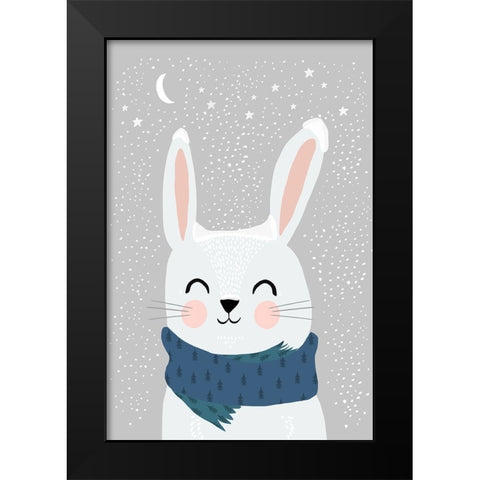Snow Bunny Black Modern Wood Framed Art Print by Treechild