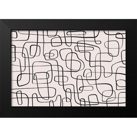 Thin Lines Pattern Black Modern Wood Framed Art Print by Treechild