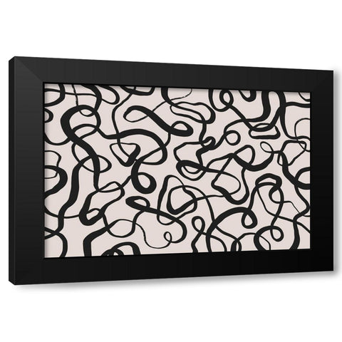 Wriggled Lines Square Black Modern Wood Framed Art Print with Double Matting by Treechild