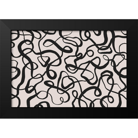 Wriggled Lines Square Black Modern Wood Framed Art Print by Treechild