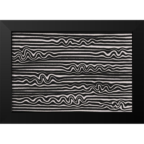Wavey Stripes Square Black Modern Wood Framed Art Print by Treechild