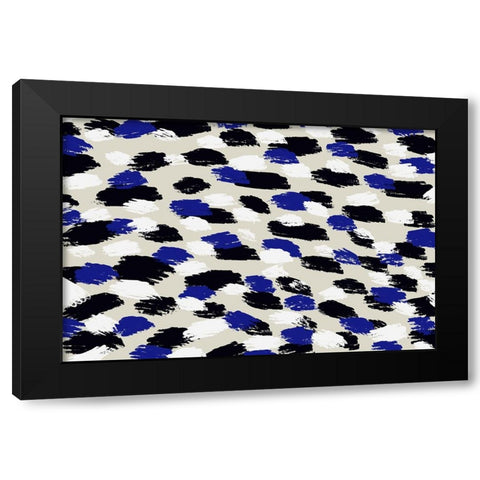 Blue Strokes Square Black Modern Wood Framed Art Print with Double Matting by Treechild
