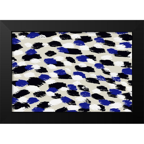 Blue Strokes Square Black Modern Wood Framed Art Print by Treechild