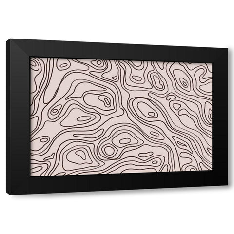 Iso Lines Square Black Modern Wood Framed Art Print with Double Matting by Treechild
