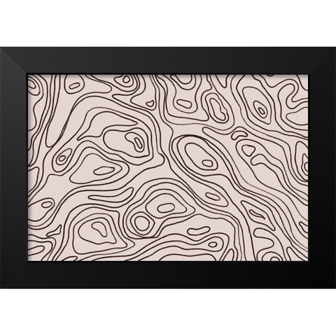 Iso Lines Square Black Modern Wood Framed Art Print by Treechild