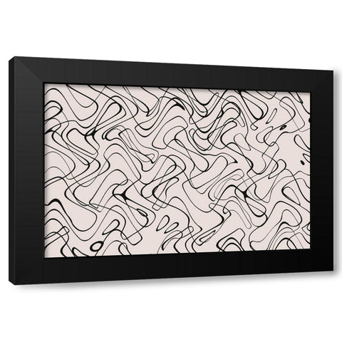 Thin Shakey Lines Square Black Modern Wood Framed Art Print by Treechild