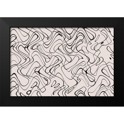 Thin Shakey Lines Square Black Modern Wood Framed Art Print by Treechild