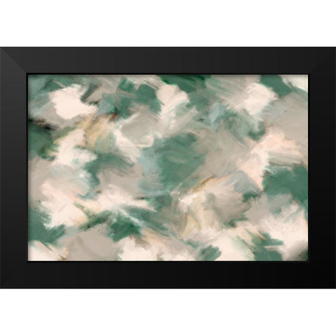 Green Beige Wild Painted Square Black Modern Wood Framed Art Print by Treechild