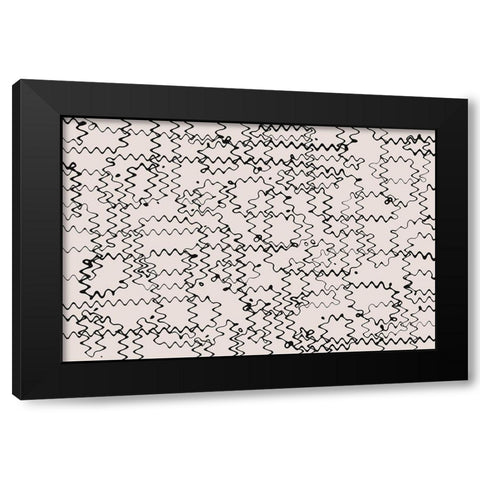 Shaky Thin Lines Square Black Modern Wood Framed Art Print with Double Matting by Treechild