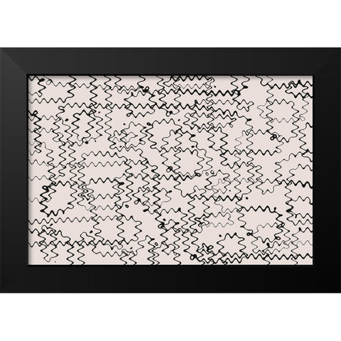 Shaky Thin Lines Square Black Modern Wood Framed Art Print by Treechild