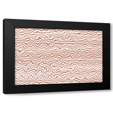 Shaky Beige Lines Square Black Modern Wood Framed Art Print with Double Matting by Treechild