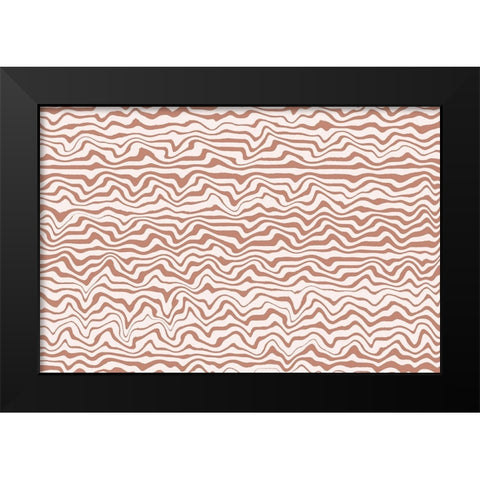 Shaky Beige Lines Square Black Modern Wood Framed Art Print by Treechild