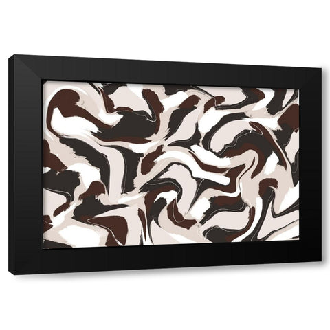 Shaky Brown Beige Strokes Square Black Modern Wood Framed Art Print with Double Matting by Treechild