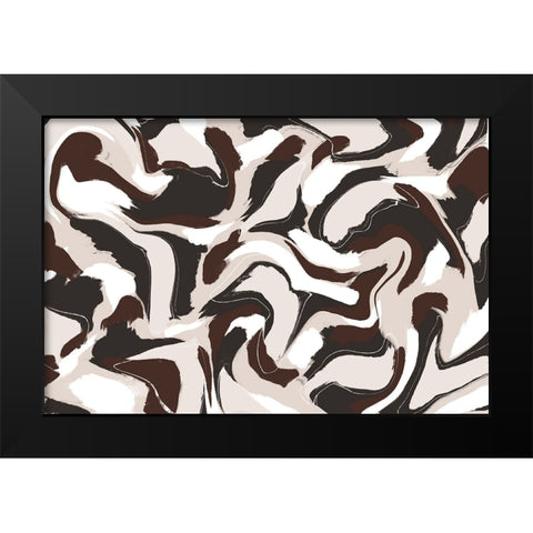 Shaky Brown Beige Strokes Square Black Modern Wood Framed Art Print by Treechild