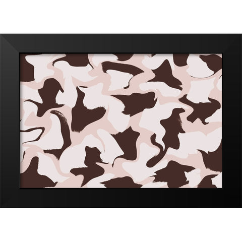 White And Brown Whipped Pattern Black Modern Wood Framed Art Print by Treechild